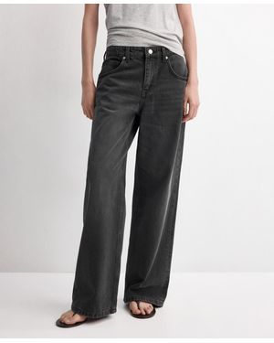 Mango Mid-rise Straight Jeans - Black