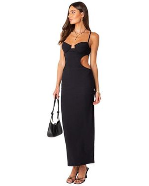 Edikted Ribbed Cut Out Cupped Maxi Dress - White