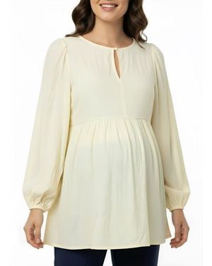 Motherhood Maternity Maternity Long Sleeve Empire Waist Keyhole Woven Blouse - Black