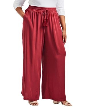 Avenue Plus Size Allure Wide Leg Pant - Red