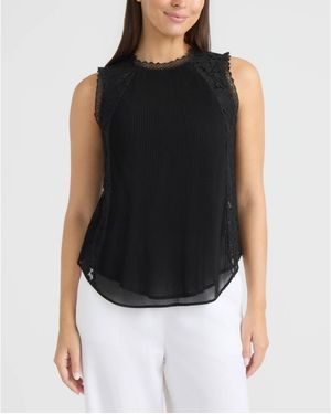 Ellen Tracy Mix Media Top - Black