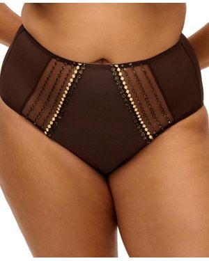 Elomi Plus Size Matilda High-waisted Embroidered Panty - Brown