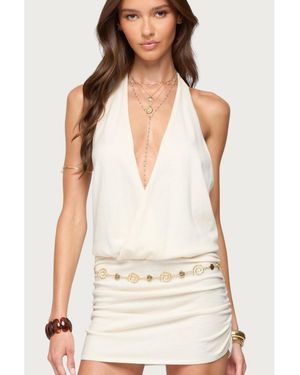 Edikted Adrian Knit Halter Mini Dress - White