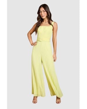 Coast Seam Detail Pleated Wide Leg Jumpsuit - Yellow