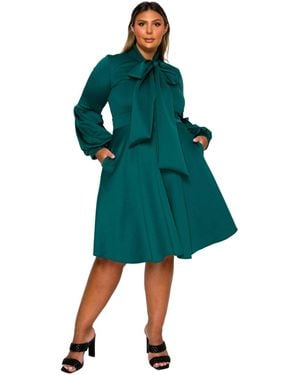 L I V D Plus Size Bekah Flare Pocket Dress - Green