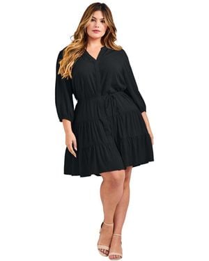 Avenue Plus Size Tessa Tiered Dress - Black