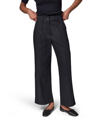 Donna Karan Weekend Cotton Twill Wide-leg Mid-rise Pants - Blue