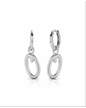 Oak & Luna Mini Signature Initial huggie Earrings - White