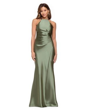 Xscape Long Satin High Neck Dress - Green