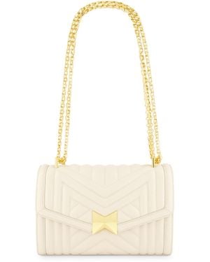 Mac Duggal Gold Chain Quilted Napa Leather Handbag - Natural