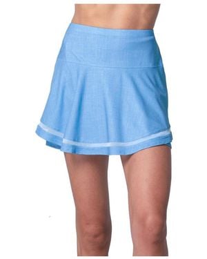 Lucky in Love Linen Play 14 Inch Tennis Skirt - Blue