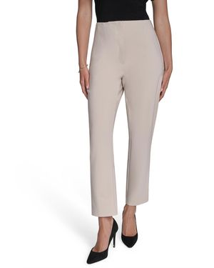 Halston Pintuck High-waisted Ankle Pants - Natural