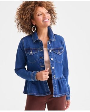 Style & Co. Peplum Denim Jacket - Blue