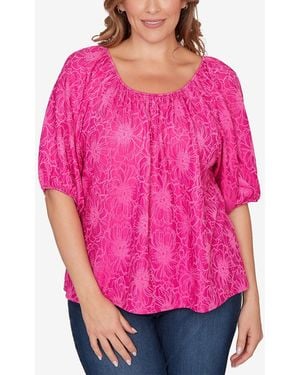 Ruby Rd. Plus Size Textured Convertible Knit Top - Pink