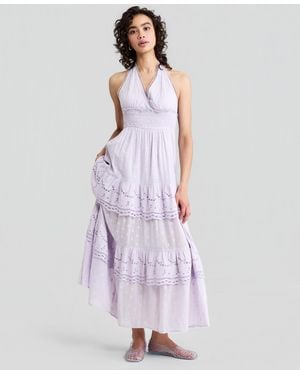 And Now This Cotton Halter Tiered Maxi Dress - Purple