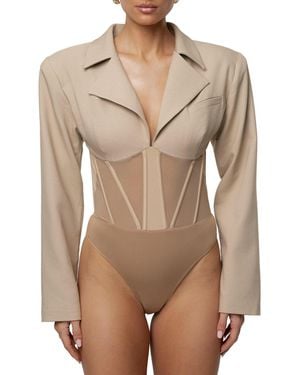 JLUXLABEL Downtown Blazer Bodysuit - Natural