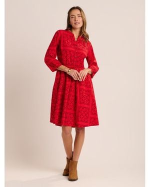 Brakeburn Zora Embroidery Detail Dress - Red