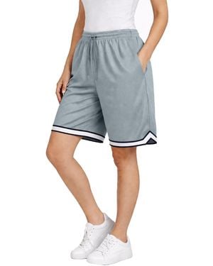 Jump Start Loose Fit Premium Active Moisture Wicking Workout Mesh Shorts With Trim - Blue