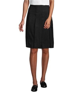 Lands' End Tall Tall Box Pleat Skirt Top Of Knee - Black
