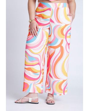 Eloquii Printed Wide Leg Pant - White