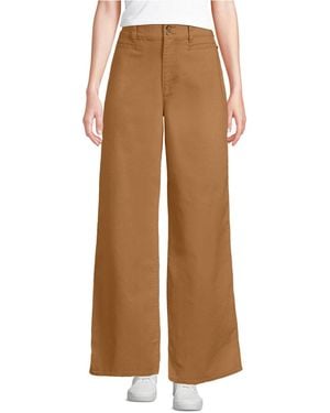 Lands' End Petite Stretch Canvas High Rise Wide Leg Pants - Brown