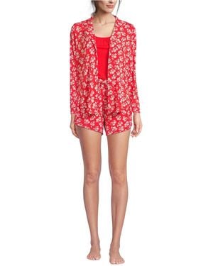Lands' End Cooling 3 Piece Pajama Set - Red