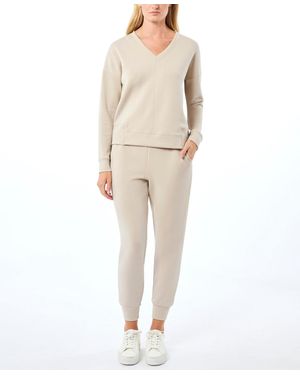 Cable & Gauge Yummy V-neck Sweatshirt And jogger Matching Set - Natural