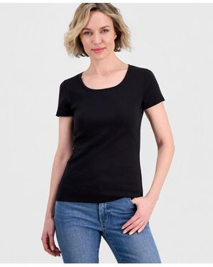 Nautica Cotton Short-sleeve Scoop-neck Tee - Black
