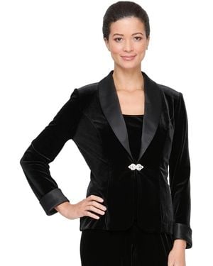 Alex Evenings Velvet Satin-collar Jacket And Velvet Tank - Black