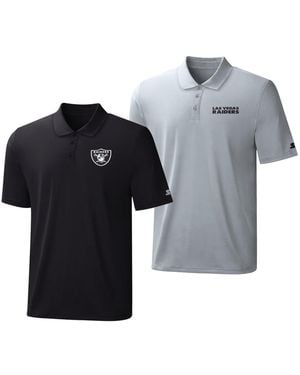 Starter Black/silver Las Vegas Raiders Logo Polo Shirt