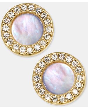 DKNY Mother Of Pearl Inlay Statement Stud Earrings - Metallic