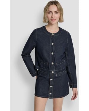 DKNY Crewneck Denim Jacket - Blue