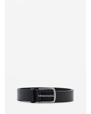 Mango Buckle Leather Belt - White