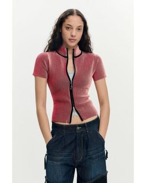 Desigual Iridescent T-shirt Zipper - Red