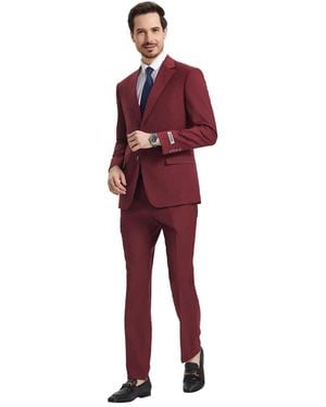 Stacy Adams Hybrid-fit 3pc Notch Lapel Suit Set - Red