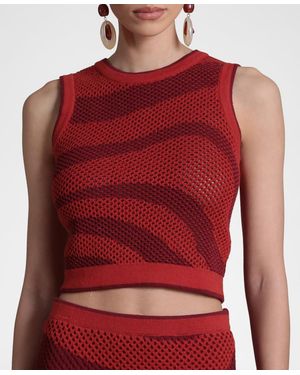 Avec Les Filles Cotton Sleeveless Crewneck Sweater - Red