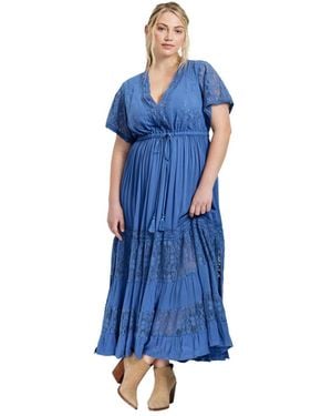Avenue Plus Size Raven Lace Maxi Dress - Blue