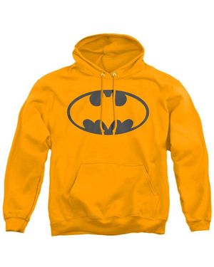 Batman Classic Shield Logo Tonal Graphic Long Sleeve Kangaroo Pocket Pull-over Hoodie - Orange