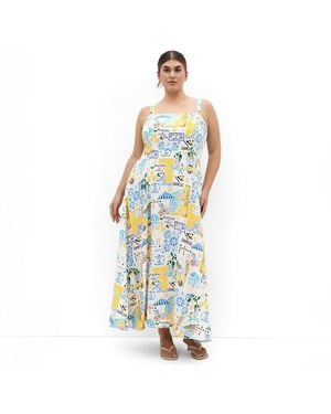 City Chic Collins Amalfi Print Maxi Dress - Blue