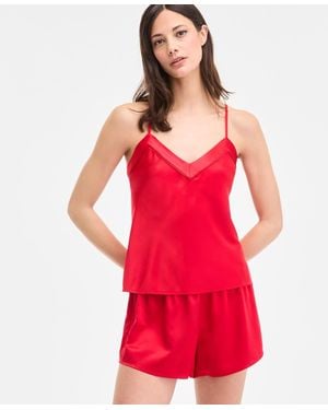 INC International Concepts Stretch Satin Pajama Set - Red