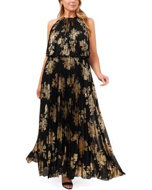 Msk Plus Size Floral-print Dress - Black