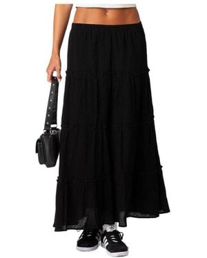 Edikted Charlotte Tiered Maxi Skirt - Black