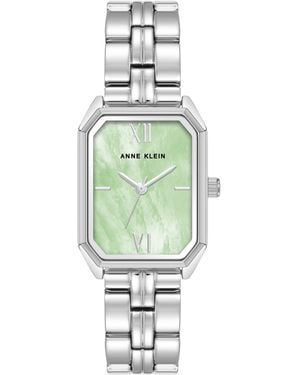Anne Klein Quartz Mint And Silver-tone Octagonal Metal Alloy Bracelet Watch - White