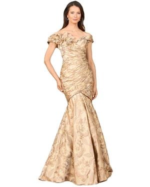 Lara Off Shoulder Brocade Mermaid Gown - Natural