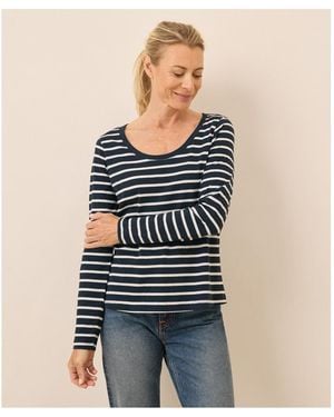 Pact Organic Cotton Softspun Long Sleeve Scoop Neck Tee - Blue