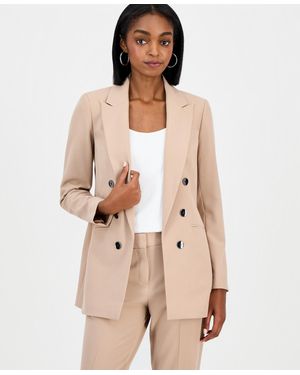BarIII Bi-stretch Faux Double-breasted Boyfriend Jacket - Natural