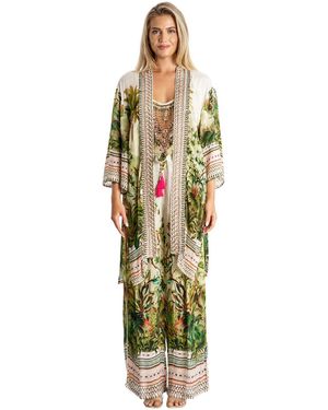 La Moda Clothing Open Front Cape - Green