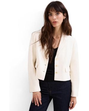 Phase Eight Adria Cropped Textured Jacket Blazer - White