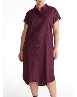 UNIVERSAL STANDARD Plus Size Dune Linen Shirtdress - Purple