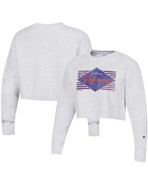 Champion Clemson Tigers Reverse Weaveâ Cropped Pullover Sweatshirt - White